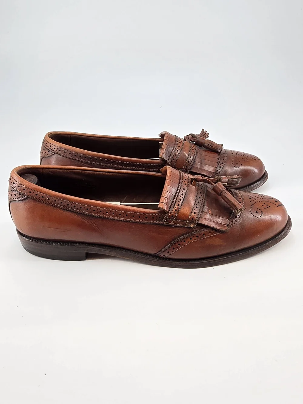 Allen Edmonds Cognac Brown Leather Tassel Kiltie Slip-On Loafers Bridgeton 10 C